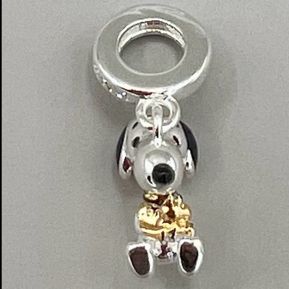 Peanuts SNOOPY & WOODSTOCK Sterling Silver S925 Dangle Charm with Gift Box NEW - Picture 4 of 9